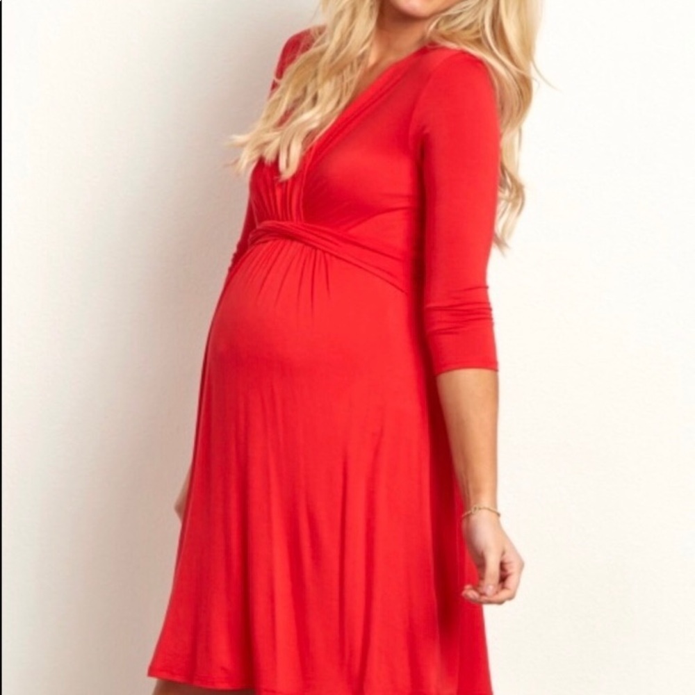 Pink blush red maternity dress